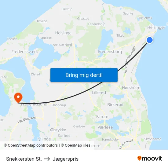 Snekkersten St. to Jægerspris map