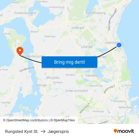 Rungsted Kyst St. to Jægerspris map