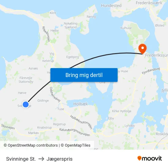 Svinninge St. to Jægerspris map