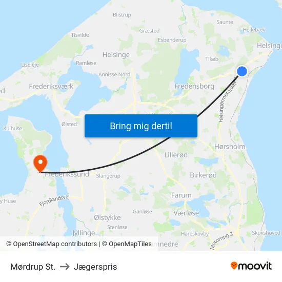 Mørdrup St. to Jægerspris map
