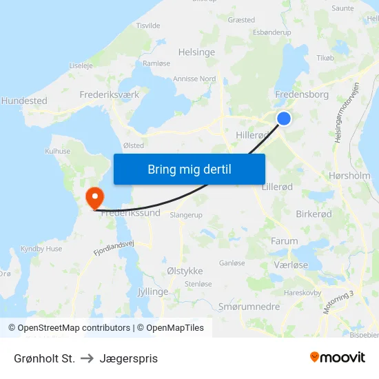 Grønholt St. to Jægerspris map