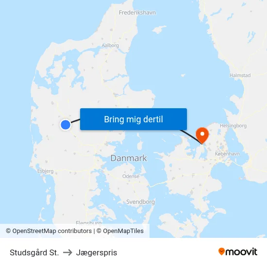 Studsgård St. to Jægerspris map
