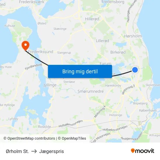 Ørholm St. to Jægerspris map