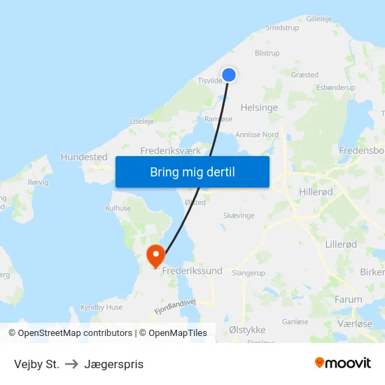 Vejby St. to Jægerspris map