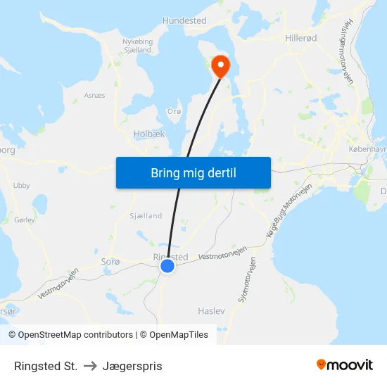 Ringsted St. to Jægerspris map