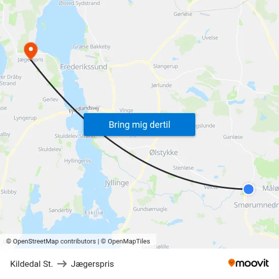 Kildedal St. to Jægerspris map