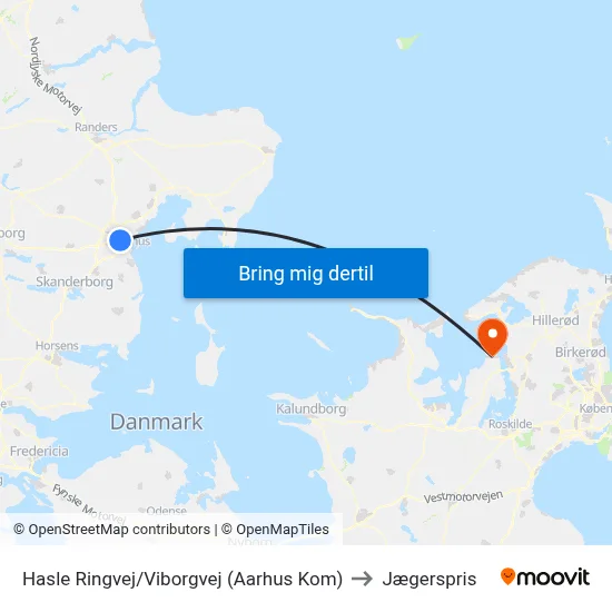 Hasle Ringvej/Viborgvej (Aarhus Kom) to Jægerspris map