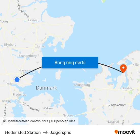 Hedensted Station to Jægerspris map