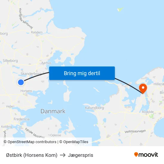 Østbirk (Horsens Kom) to Jægerspris map