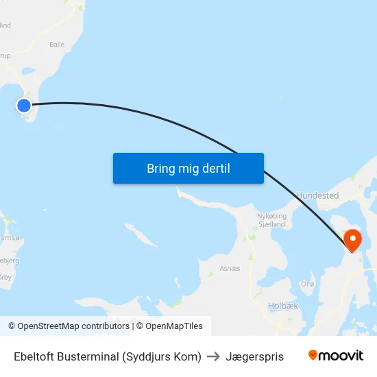 Ebeltoft Busterminal (Syddjurs Kom) to Jægerspris map