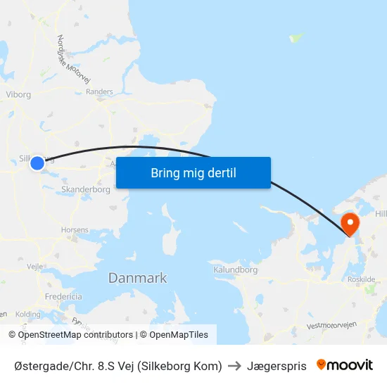 Østergade/Chr. 8.S Vej (Silkeborg Kom) to Jægerspris map