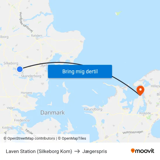 Laven Station (Silkeborg Kom) to Jægerspris map
