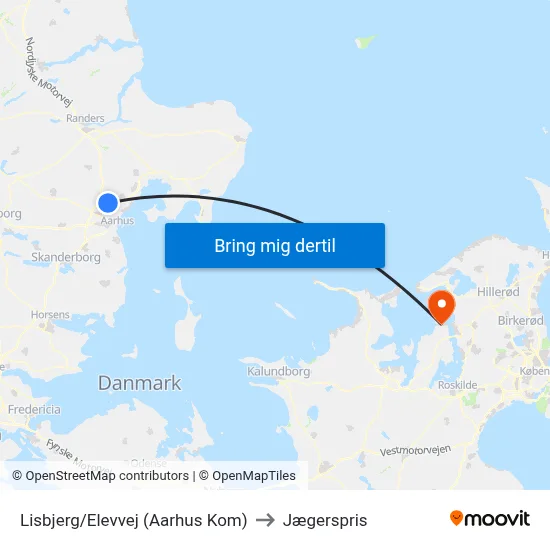 Lisbjerg/Elevvej (Aarhus Kom) to Jægerspris map