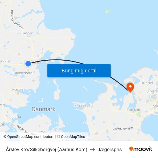 Årslev Kro/Silkeborgvej (Aarhus Kom) to Jægerspris map