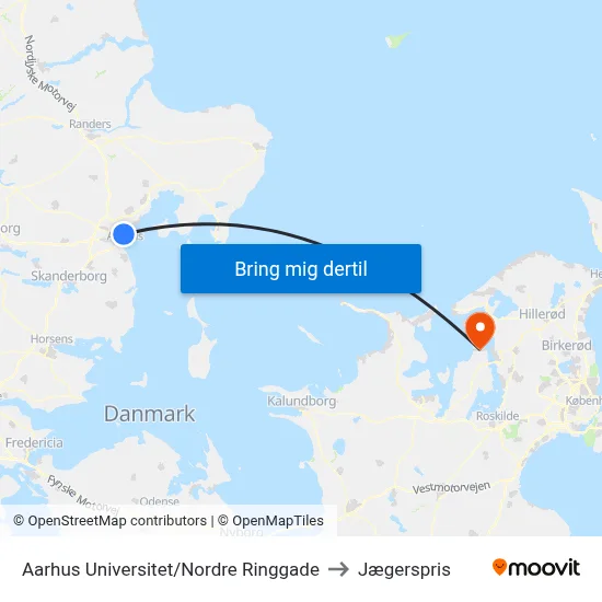 Aarhus Universitet/Nordre Ringgade to Jægerspris map