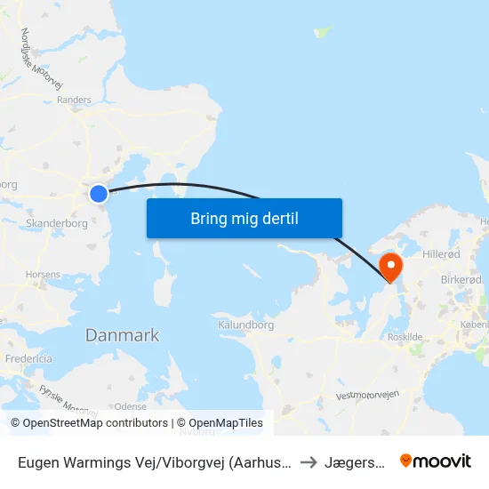 Eugen Warmings Vej/Viborgvej (Aarhus Kom) to Jægerspris map