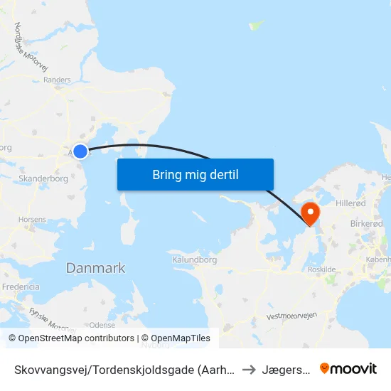 Skovvangsvej/Tordenskjoldsgade (Aarhus Kom) to Jægerspris map