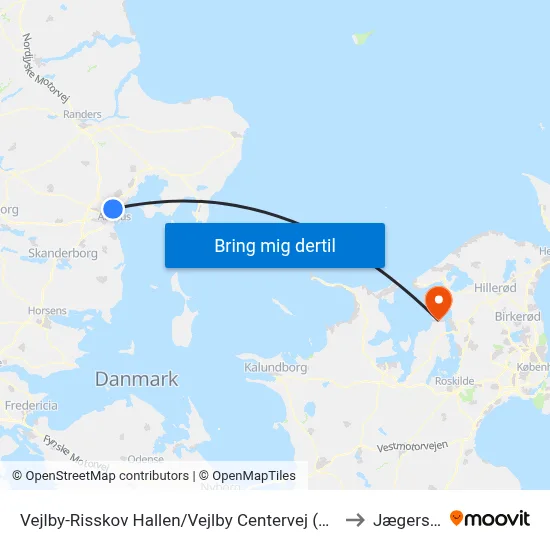 Vejlby-Risskov Hallen/Vejlby Centervej (Aarhus Kom to Jægerspris map