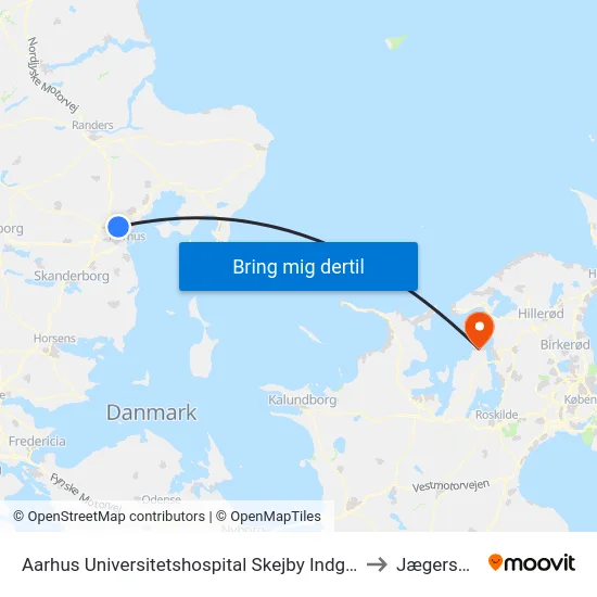 Aarhus Universitetshospital Skejby Indgang H to Jægerspris map