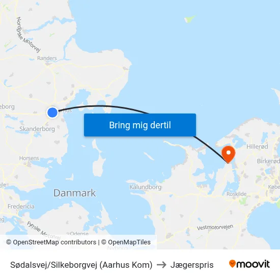 Sødalsvej/Silkeborgvej (Aarhus Kom) to Jægerspris map