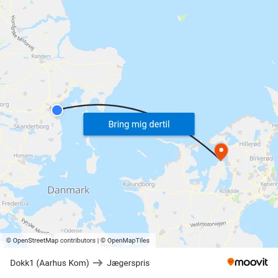 Dokk1 (Aarhus Kom) to Jægerspris map