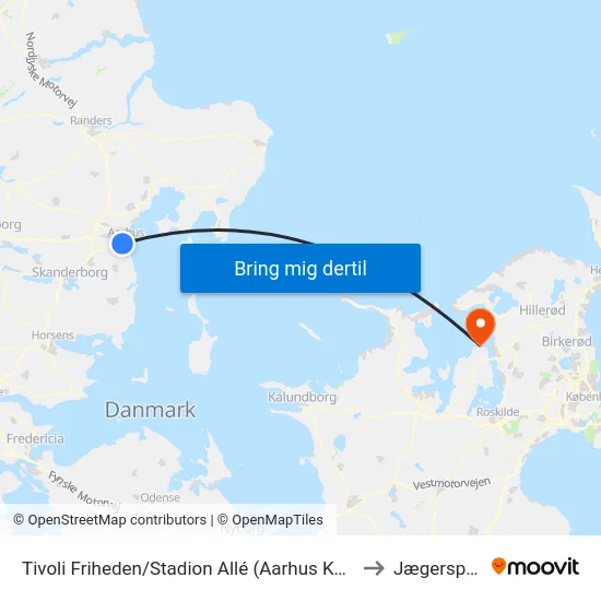 Tivoli Friheden/Stadion Allé (Aarhus Kom) to Jægerspris map