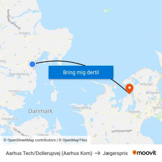 Aarhus Tech/Dollerupvej (Aarhus Kom) to Jægerspris map