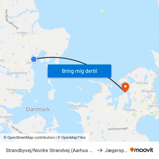 Strandbyvej/Nordre Strandvej (Aarhus Kom) to Jægerspris map