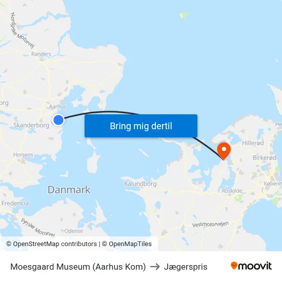 Moesgaard Museum (Aarhus Kom) to Jægerspris map