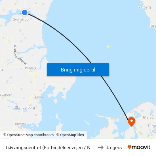 Løvvangscentret (Forbindelsesvejen / Nørresundby) to Jægerspris map