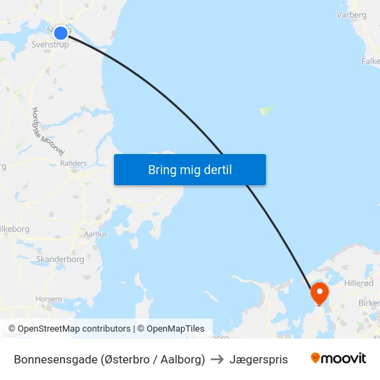 Bonnesensgade (Østerbro / Aalborg) to Jægerspris map