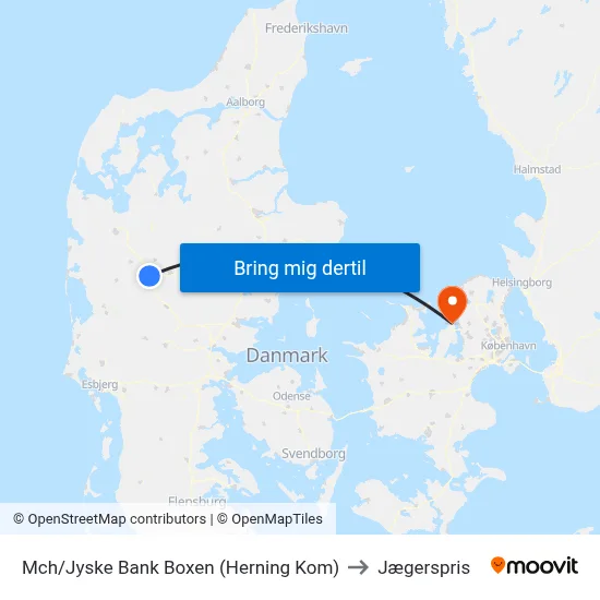 Mch/Jyske Bank Boxen (Herning Kom) to Jægerspris map