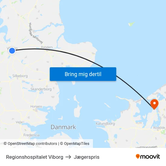 Regionshospitalet Viborg to Jægerspris map