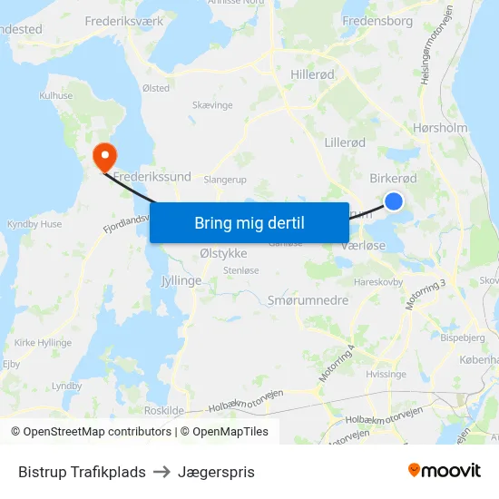 Bistrup Trafikplads to Jægerspris map
