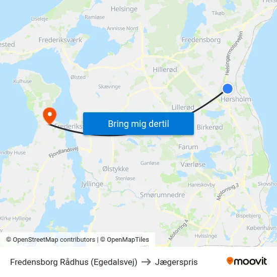 Fredensborg Rådhus (Egedalsvej) to Jægerspris map