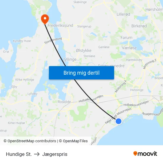 Hundige St. to Jægerspris map