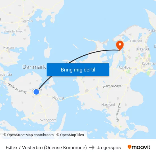 Føtex / Vesterbro (Odense Kommune) to Jægerspris map