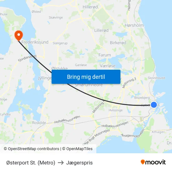 Østerport St. (Metro) to Jægerspris map