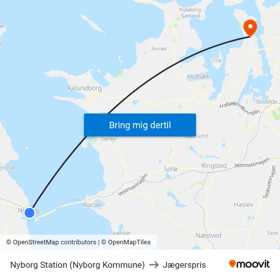Nyborg Station (Nyborg Kommune) to Jægerspris map