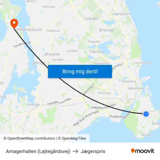 Amagerhallen (Løjtegårdsvej) to Jægerspris map