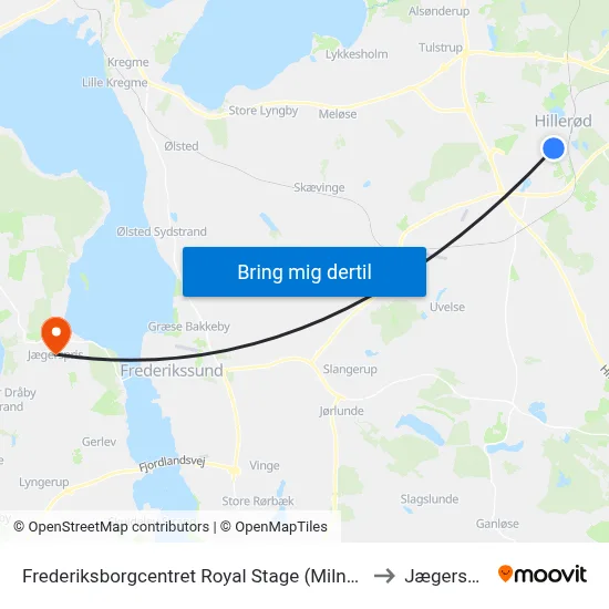Frederiksborgcentret Royal Stage (Milnersvej) to Jægerspris map