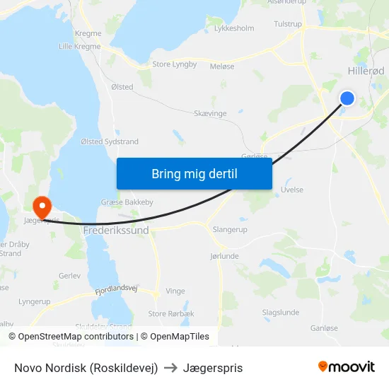 Novo Nordisk (Roskildevej) to Jægerspris map