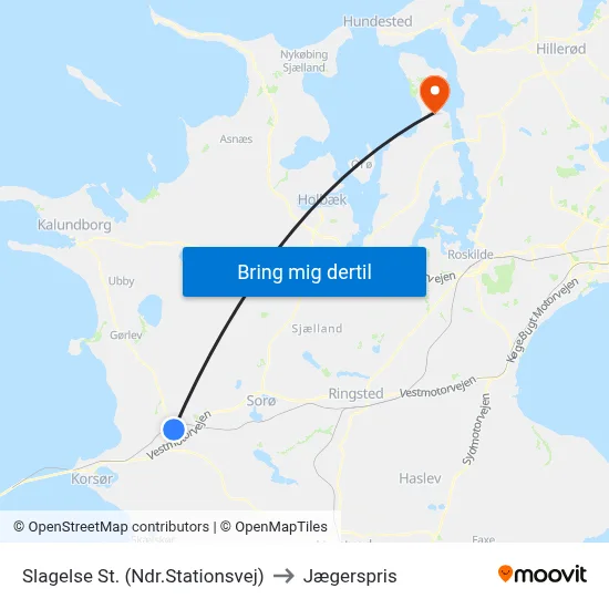Slagelse St. (Ndr.Stationsvej) to Jægerspris map