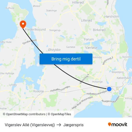 Vigerslev Allé (Vigerslevvej) to Jægerspris map
