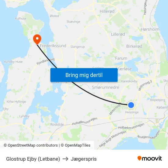 Glostrup Ejby (Letbane) to Jægerspris map