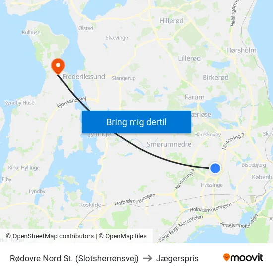 Rødovre Nord St. (Slotsherrensvej) to Jægerspris map