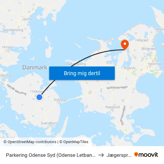 Parkering Odense Syd (Odense Letbane) to Jægerspris map