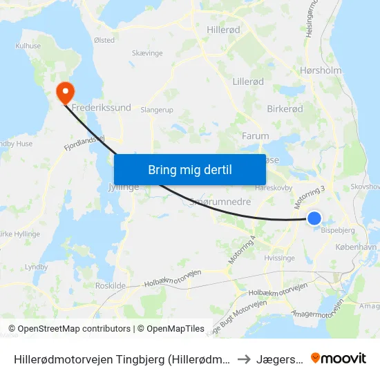Hillerødmotorvejen Tingbjerg (Hillerødmotorvejen) to Jægerspris map