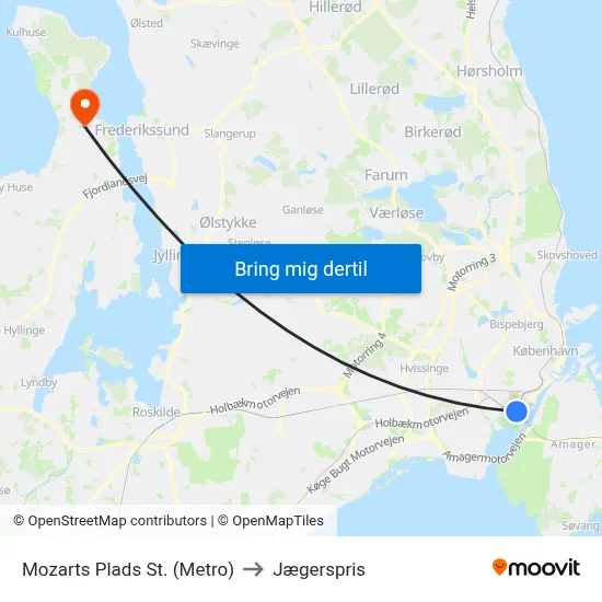 Mozarts Plads St. (Metro) to Jægerspris map