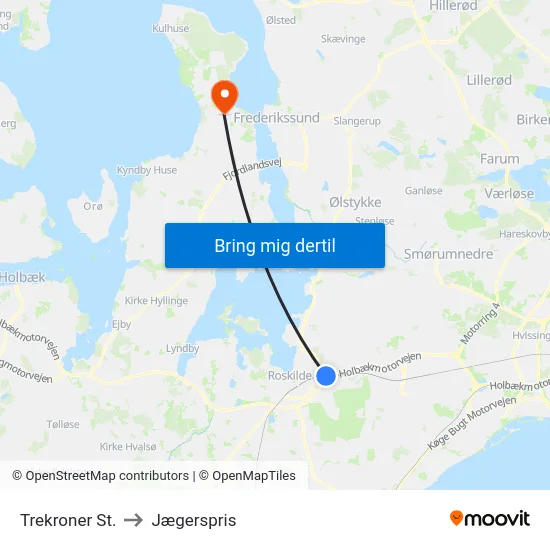 Trekroner St. to Jægerspris map